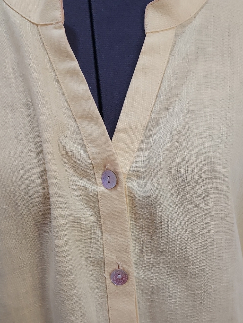 Multiples Yellow Linen Button-Front Tunic - Picture 5 of 6